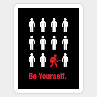 Be Yourself Guitarist Stickman Silhouette Dark Theme Magnet